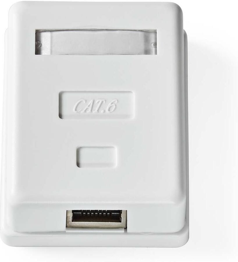 Nedis Netwerk Wanddoos | Opbouw | 1 poort(en) | STP CAT6 | Recht | Female | Goud Verguld | PVC | Wit | Doos CCGB89120WT