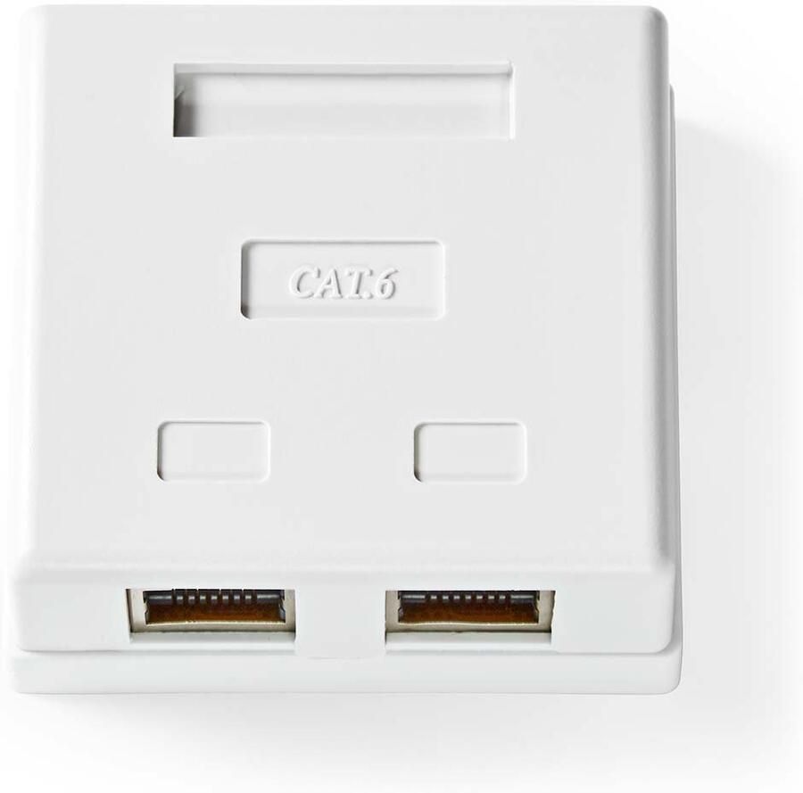 Nedis Netwerk Wanddoos | Opbouw | 2 poort(en) | STP CAT6 | Recht | Female | Goud Verguld | PVC | Wit | Doos CCGB89130WT