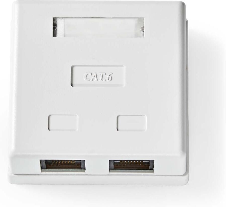 Nedis Netwerk Wanddoos | Opbouw | 2 poort(en) | UTP CAT6 | Recht | Female | Goud Verguld | PVC | Wit | Doos CCGB89110WT