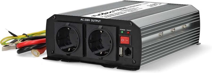 Nedis Omvormer Gemodificeerde Sinusgolf | Ingangsvoltage: 24 V DC | Apparaat stroomoutput: Type F (CEE 7 3) USB-A| 1000 W | Piekvermogen: 2000 W |