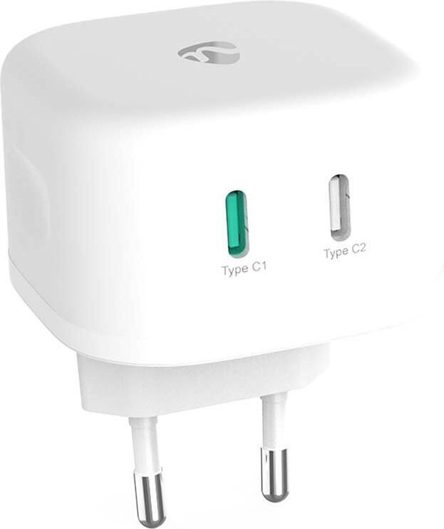 Nedis Oplader | 45 W | GaN | Snellaad functie | 2.25 3.0 A | Outputs: 2 | 2x USB-C™ | Automatische Voltage Selectie WCGPD45W100WT