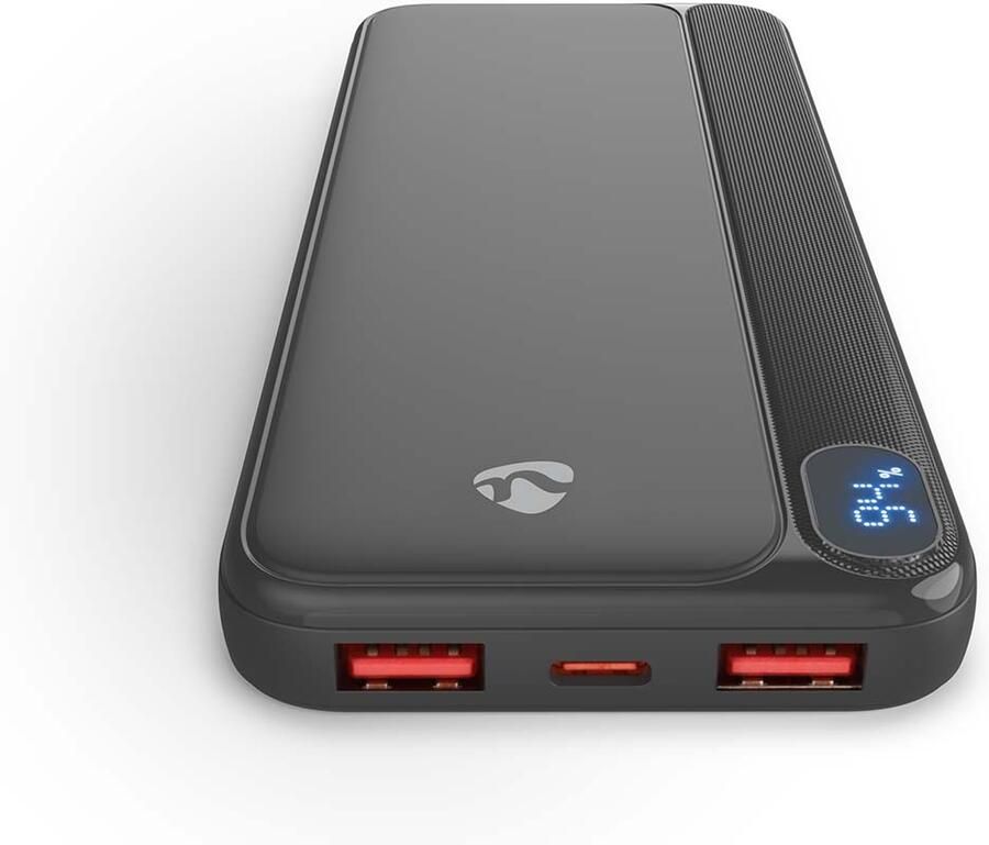 Nedis Powerbank | 10.000 mAh | 20 W | USB-C™ en 2x USB-A | Display PBKPD20W125BK