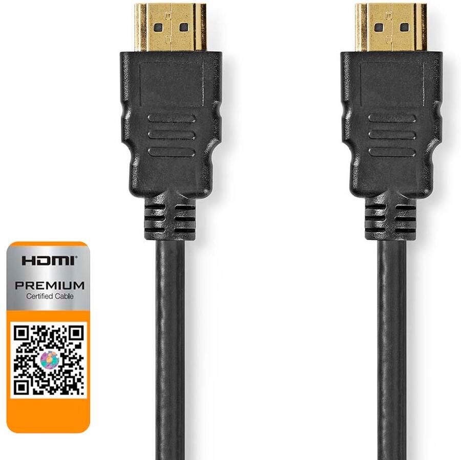 Nedis Premium High Speed ??HDMI™-Kabel met Ethernet | HDMI™ Connector | HDMI™ Connector | 4K@60Hz | 18 Gbps | 1.00 m | Rond | PVC | Zwart | Label