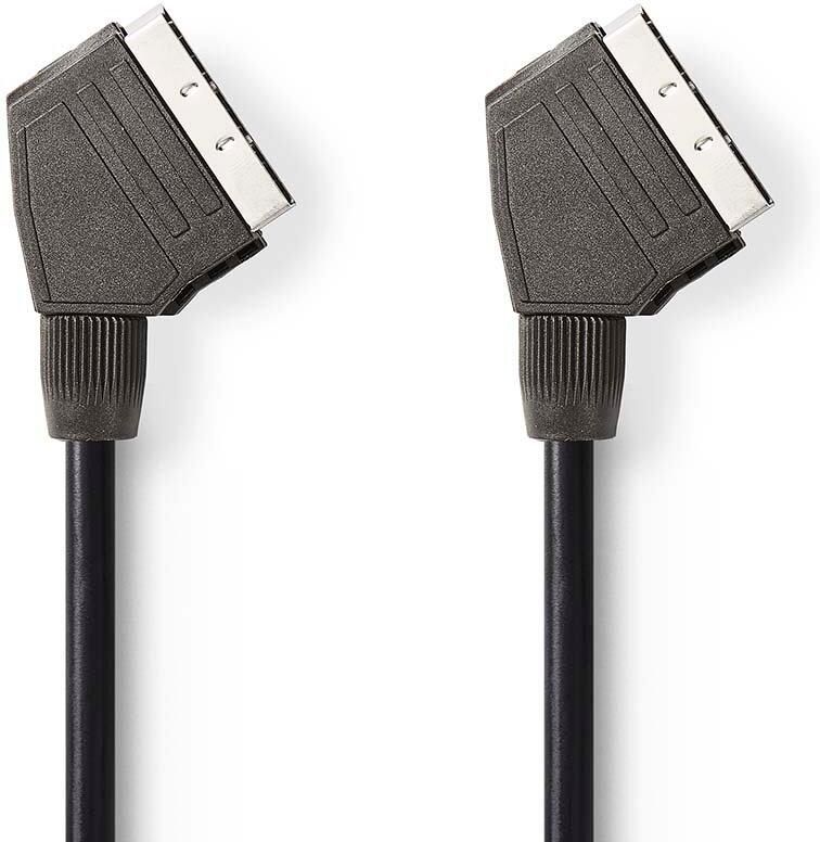 Nedis SCART-Kabel | SCART Male | SCART Male | Vernikkeld | 480p | 1.50 m | Rond | PVC | Zwart | Label CVGL31001BK15