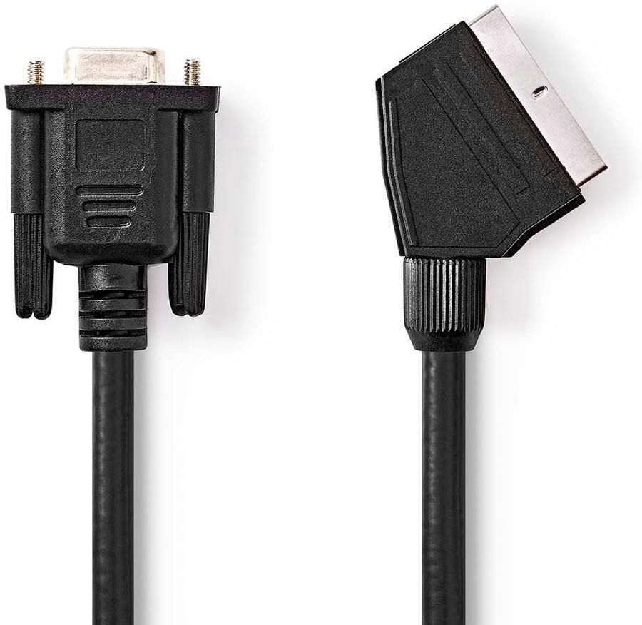 Nedis SCART-Kabel | SCART Male | VGA Female 15p | Vernikkeld | 480p | 2.00 m | Rond | PVC | Zwart | Label CVGL31550BK20