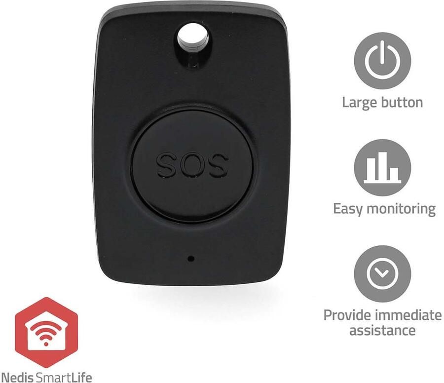 Nedis Smart Home Paniekknop | Zigbee 3.0 | Batterijtype: CR2450 | Zwart ZBPB10BK