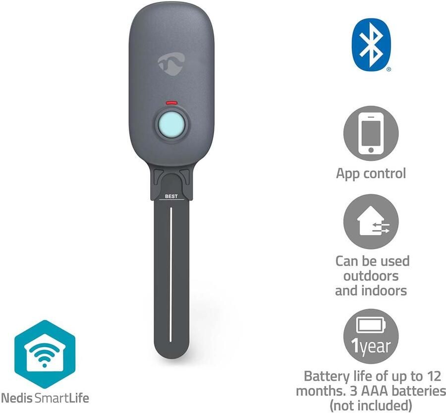 Nedis SmartLife Bodemvochtmeter | Bluetooth | Batterij Gevoed | IP55 | 0 100 % | Android™ IOS BTSM1GY