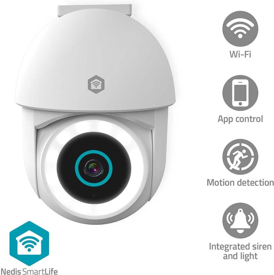 Nedis SmartLife buitencamera | 3 MP | Spotlight | Draaien en kantelen | Bewegingssensor | IP65 WIFICO22CWT