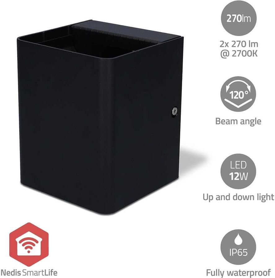 Nedis Smartlife Buitenlamp | 2 x 270 lm | Zigbee 3.0 | 12 + 4 W | RGB Warm Wit | 2700 K | Aluminium | Android™ IOS ZBLOW10RGBW