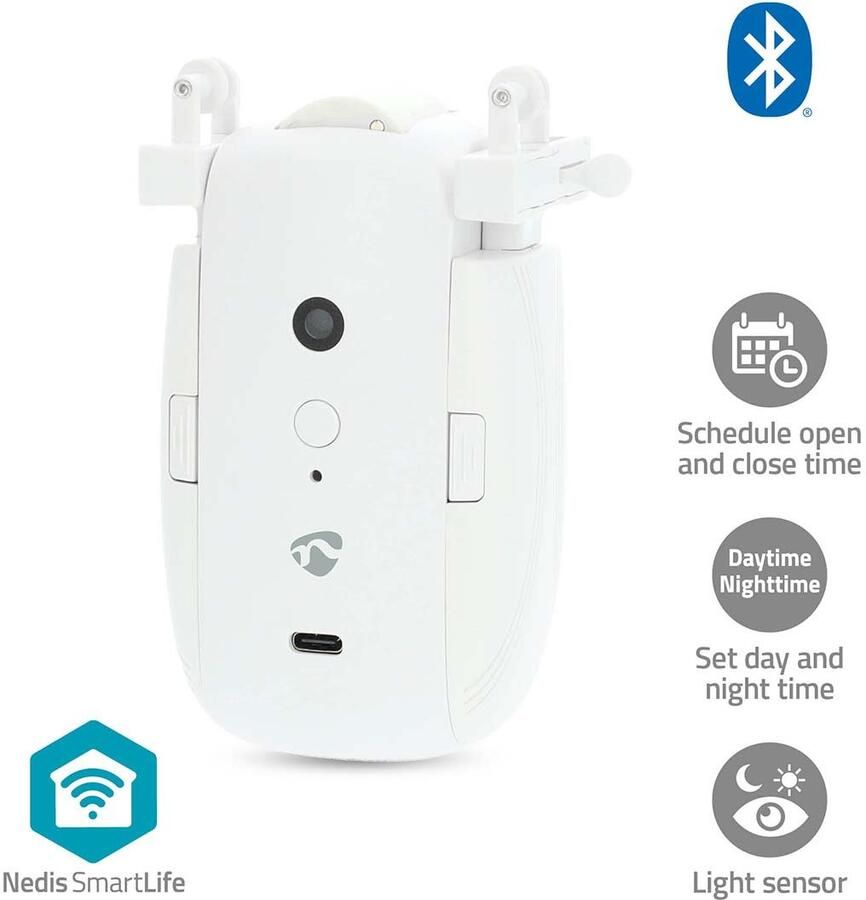 Nedis SmartLife Gordijnrobot | I Rail U Rail | Gordijnen | Batterij Gevoed USB Gevoed | 4000 mAh | Bluetooth | Wit BTMC20WT1PC