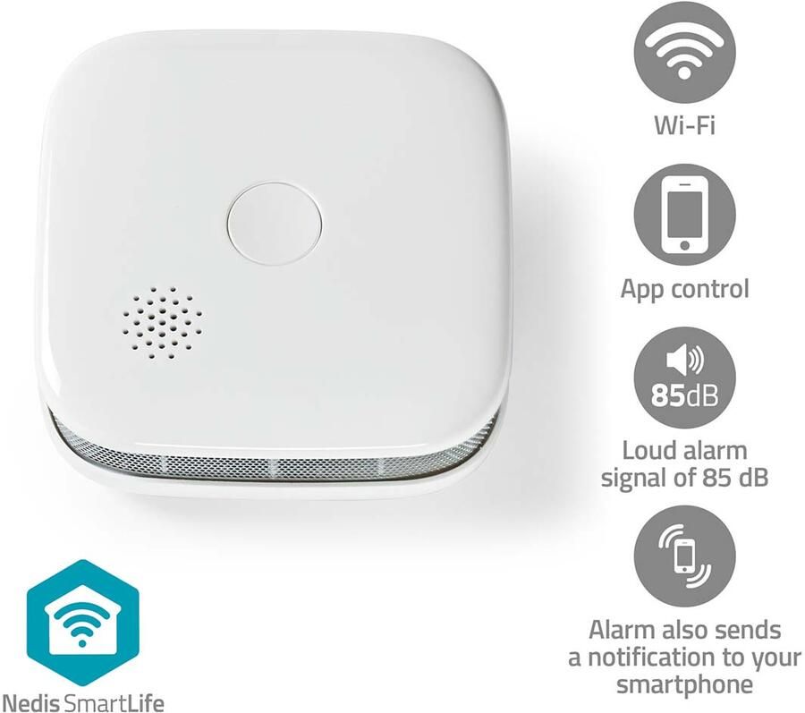 Nedis SmartLife rookmelder | Wi-Fi | 10-jarige sensor | 85 dB | Wit WIFIDS21WT