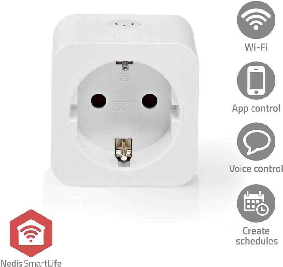 Nedis SmartLife Slimme Stekker | Zigbee 3.0 | IP21 | Energiemeter | 3680 W | Hybrid (CEE 7 7) | 0 55 °C | Android™ IOS | Wit | 1 Stuks ZBP131FWT