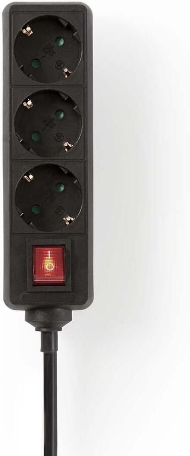 Nedis Stekkerdoos | Randaarde stekker Type F (CEE 7 7) | 3-wegs | 1.50 m | 3680 W | 16 A | Aan uit knop | Zwart ESOC315F2BK