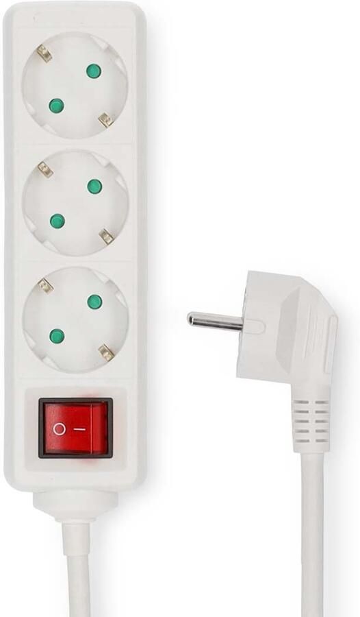 Nedis Stekkerdoos | Randaarde stekker Type F (CEE 7 7) | 3-wegs | 5.00 m | 3680 W | 16 A | Aan uit knop | Wit ESOC350F2WT