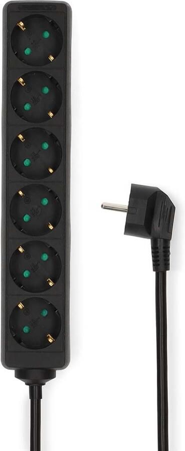 Nedis Stekkerdoos | Randaarde stekker Type F (CEE 7 7) | 6-wegs | 3.00 m | 3680 W | 16 A | Zwart ESOC630F1BK