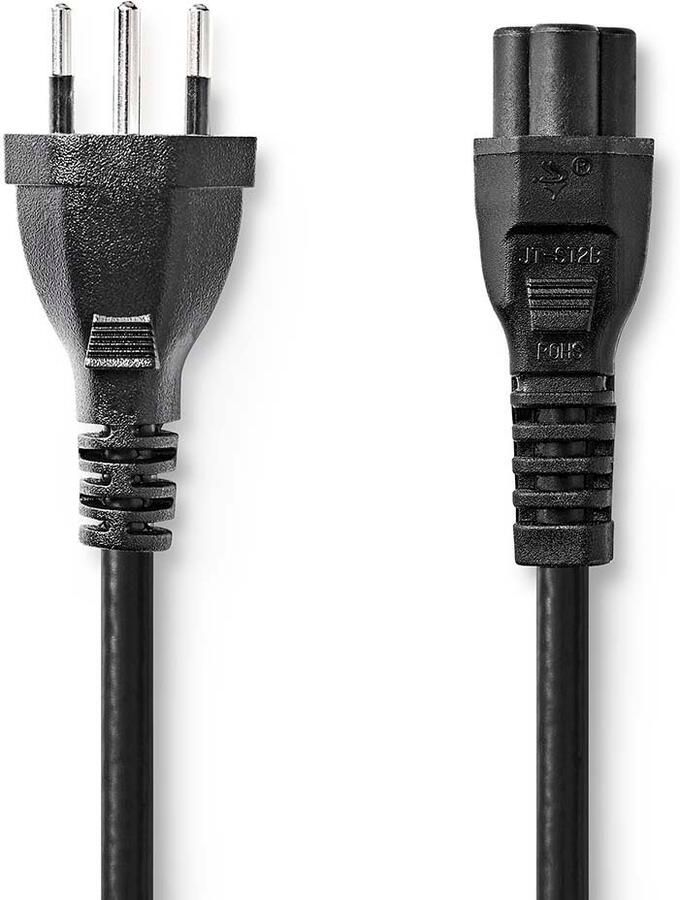 Nedis Stroomkabel | CH Type 12 | IEC-320-C5 | Recht | Recht | Vernikkeld | 2.00 m | Rond | PVC | Zwart | Label CEGL11220BK20