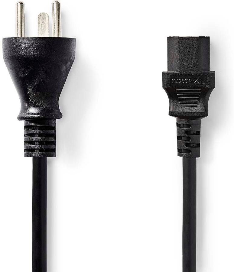 Nedis Stroomkabel | Denemarken Male | IEC-320-C13 | Recht | Recht | Vernikkeld | 2.00 m | Rond | PVC | Zwart | Label CEGL11400BK20