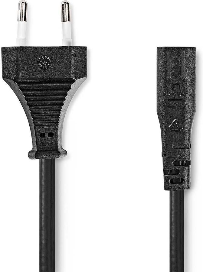 Nedis Stroomkabel | Euro Male | IEC-320-C1 | Recht | Recht | Vernikkeld | 2.00 m | Gekruld | PVC | Zwart | Label CEGL11062BK20