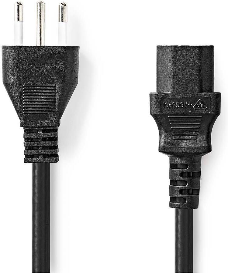 Nedis Stroomkabel | Italië Male | IEC-320-C13 | Recht | Recht | Vernikkeld | 2.00 m | Rond | PVC | Zwart | Label CEGL11300BK20 - Foto 1
