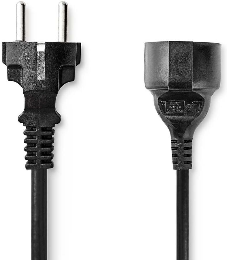 Nedis Stroomkabel | Type F (CEE 7 7) Male | Type F (CEE 7 7) Female | Recht | Recht | Vernikkeld | 3.00 m | Rond | PVC | Zwart | Label CEGL10200BK30