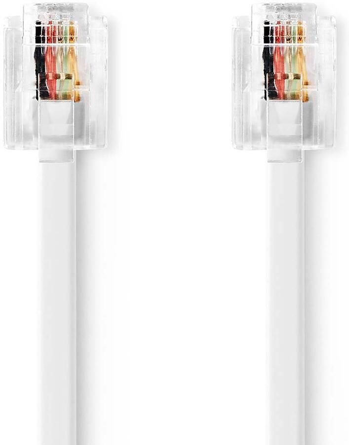 Nedis Telecomkabel | RJ11 Male | RJ11 Male | 2.00 m | Kabel design: Plat | Connectorplating: Goud Verguld | Kabeltype: RJ11 | Wit | Label
