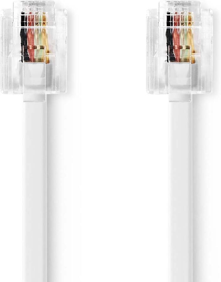 Nedis Telecomkabel | RJ11 Male | RJ11 Male | 5.00 m | Kabel design: Plat | Connectorplating: Vernikkeld | Kabeltype: RJ11 | Wit | Label