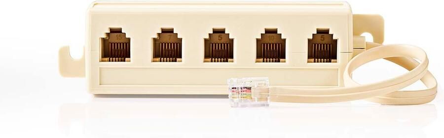 Nedis Telecomverlengkabel | RJ11 Male | 5x RJ11 (4 6) Female | 0.20 m | Kabel design: Plat | Kabeltype: RJ11 | Ivoor | Doos CTGB90825IV02