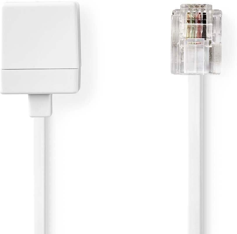 Nedis Telecomverlengkabel | RJ11 Male | RJ11 Female | 10.0 m | Kabel design: Plat | Connectorplating: Goud Verguld | Kabeltype: RJ11 | Wit | Label