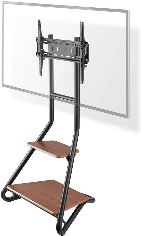 Nedis TV Vloerstandaard | 37 75 " | Maximaal schermgewicht: 40 kg | Bauhaus Design | Aanpasbare vooraf ingestelde hoogtes | MDF Staal | Bruin