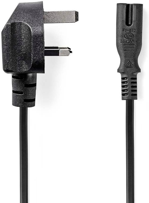 Nedis UK-Voedingskabel | UK Male | IEC-320-C7 | 5.00 m | Ja | 2 x 0.75 mm² | Koper | Rond | Vernikkeld | UK | PVC | Stekkertype: UK Type-G | 250 V