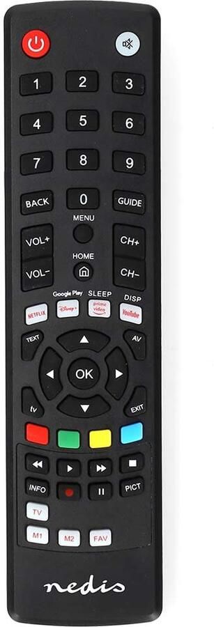 Nedis Universele Afstandsbediening | Voorgeprogrammeerd | 1 Apparaat | Amazon Prime Disney + Button Google Play Knop Netflix Knop | Infrarood |