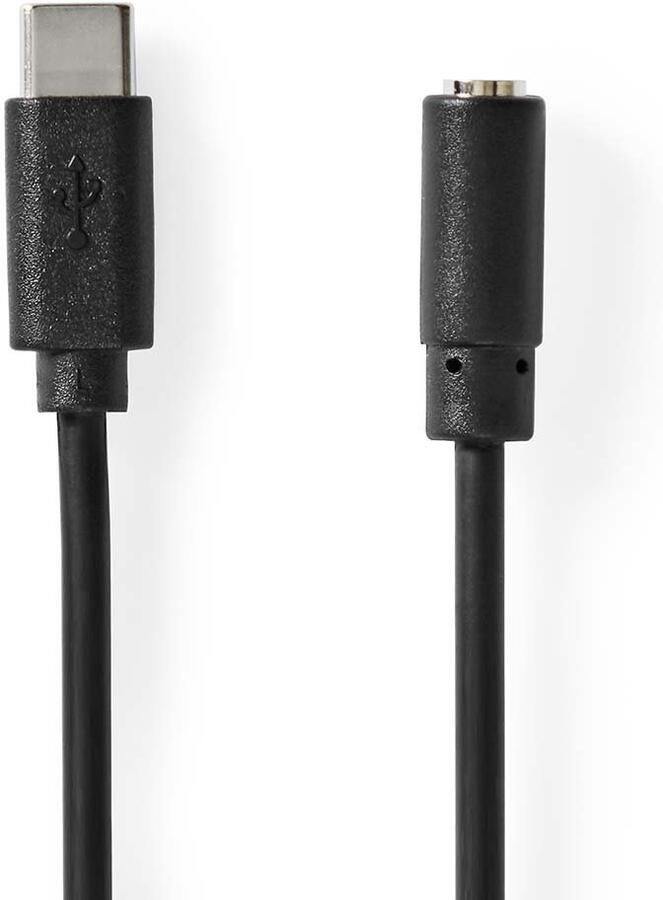 Nedis USB-C™ Adapter | USB 2.0 | USB-C™ Male | 3 5 mm Female | 1.00 m | Rond | Vernikkeld | PVC | Zwart | Label CCGL65960BK10