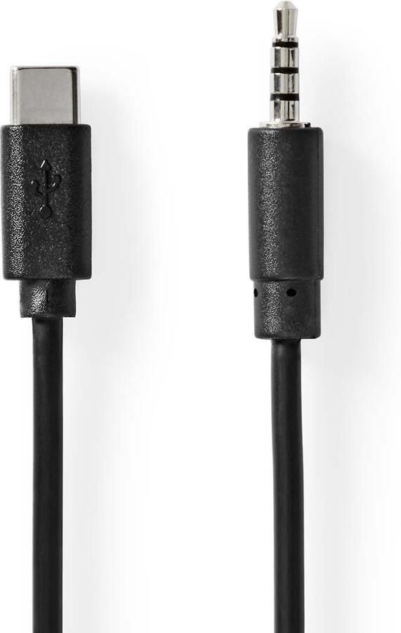 Nedis USB-C™ Adapter | USB 2.0 | USB-C™ Male | 3 5 mm Male | 1.00 m | Rond | Vernikkeld | Zwart | Label CCGL65950BK10