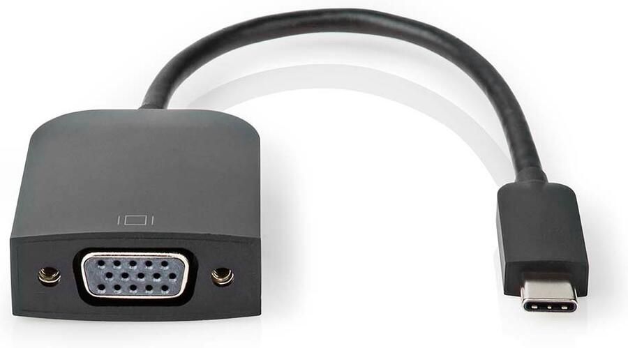 Nedis USB-C™ Adapter | USB 3.2 Gen 1 | USB-C™ Male | VGA Female 15p | 1920x1200 | 5 Gbps | 0.20 m | Rond | Vernikkeld | PVC | Zwart | Doos