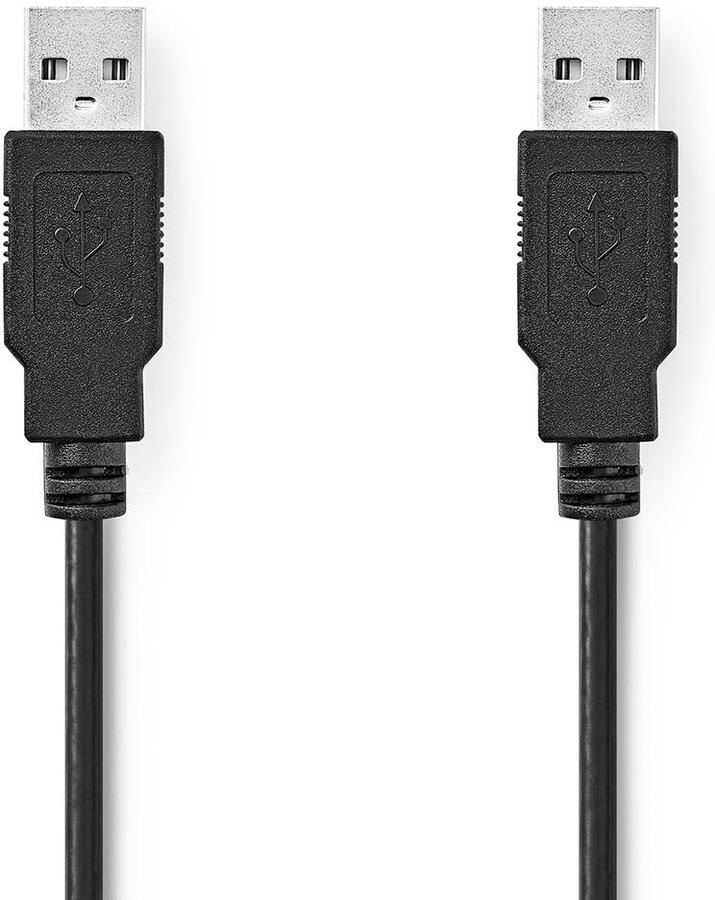 Nedis USB-Kabel | USB 2.0 | USB-A Male | USB-A Male | 480 Mbps | Vernikkeld | 3.00 m | Rond | PVC | Zwart | Label CCGL60000BK30