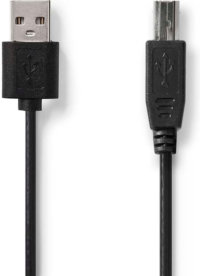 Nedis USB-Kabel | USB 2.0 | USB-A Male | USB-B Male | 480 Mbps | Vernikkeld | 2.00 m | Rond | PVC | Zwart | Label CCGL60101BK20