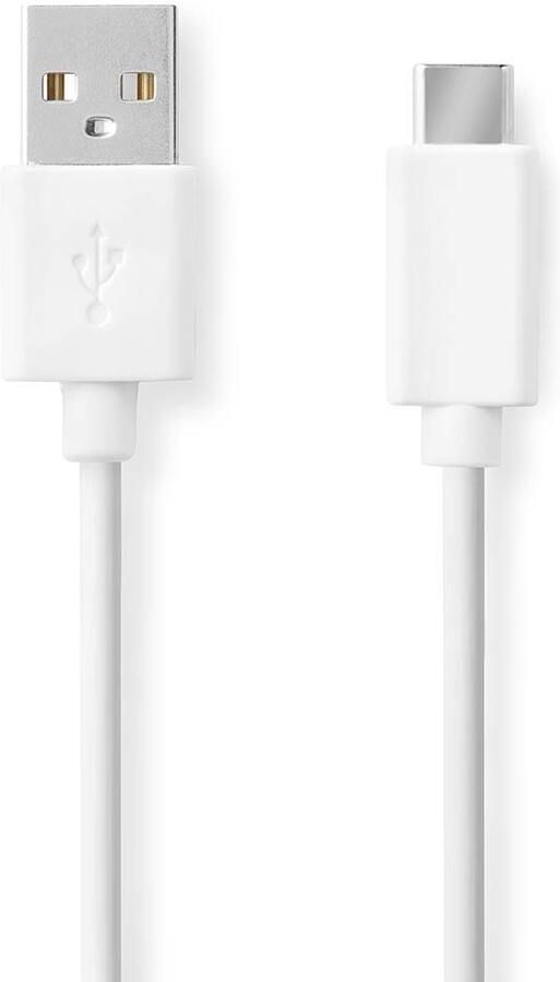 Nedis USB-Kabel | USB 2.0 | USB-A Male | USB-C™ Male | 15 W | 480 Mbps | Vernikkeld | 0.50 m | Rond | PVC | Wit | Label CCGL60600WT05