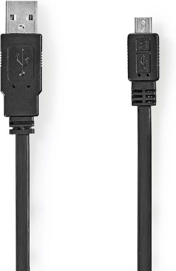 Nedis USB-Kabel | USB 2.0 | USB-A Male | USB Micro-B Male | 480 Mbps | Vernikkeld | 1.00 m | Plat | PVC | Zwart | Label CCGL60410BK10