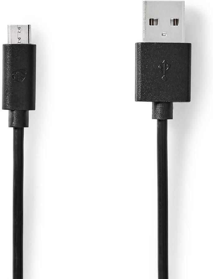 Nedis USB-Kabel | USB 2.0 | USB-A Male | USB Micro-B Male | 9 W | 480 Mbps | Vernikkeld | 5.00 m | Rond | PVC | Zwart | Label CCGL60500BK50