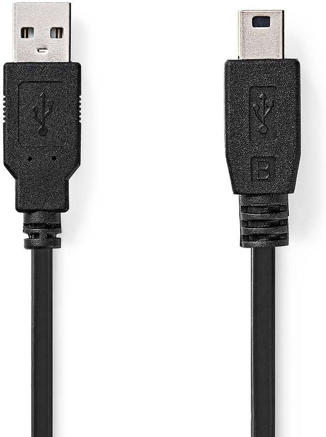 Nedis USB-Kabel | USB 2.0 | USB-A Male | USB Mini-B 5-Pins Male | 480 Mbps | Vernikkeld | 5.00 m | Rond | PVC | Zwart | Label CCGL60300BK50