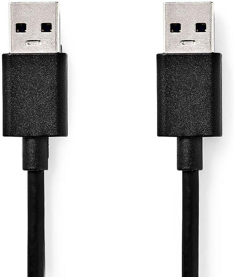 Nedis USB-Kabel | USB 3.2 Gen 1 | USB-A Male | USB-A Male | 5 Gbps | Vernikkeld | 1.00 m | Rond | PVC | Zwart | Label CCGL61000BK10