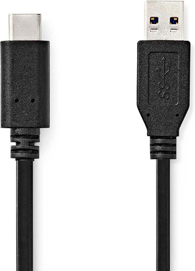 Nedis USB-Kabel | USB 3.2 Gen 2 | USB-A Male | USB-C™ Male | 60 W | 10 Gbps | Vernikkeld | 1.00 m | Rond | PVC | Zwart | Label CCGL61650BK10