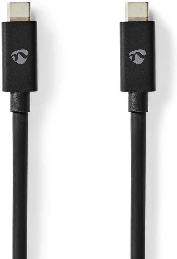 Nedis USB-Kabel | USB 4.0 Gen 3x2 | USB-C™ Male | USB-C™ Male | 240 W | 8K@60Hz | 40 Gbps | Vernikkeld | 1.00 m | Rond | PVC | Zwart | Label