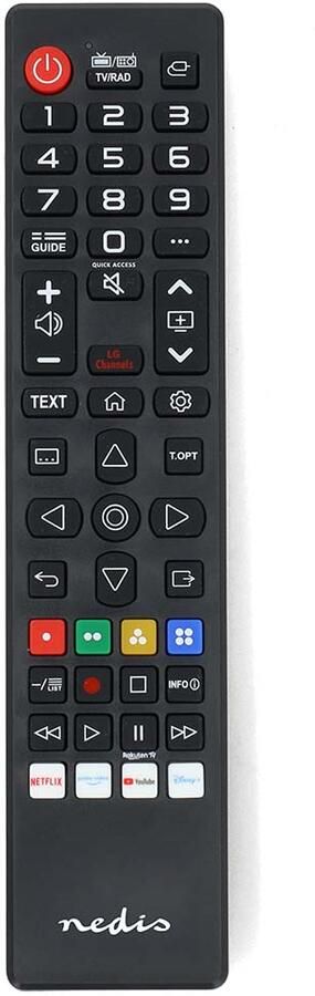 Nedis Vervangende Afstandsbediening | Geschikt voor: LG | Voorgeprogrammeerd | 1 Apparaat | Amazon Prime Disney + Button Netflix Knop | Zwart