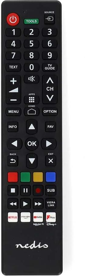 Nedis Vervangende Afstandsbediening | Geschikt voor: Panasonic Sharp | Voorgeprogrammeerd | 1 Apparaat | Amazon Prime Disney + Button Netflix