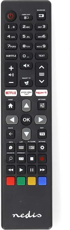 Nedis Vervangende Afstandsbediening | Geschikt voor: Philips | Voorgeprogrammeerd | 1 Apparaat | Amazon Prime Netflix Knop| Infrarood | Zwart