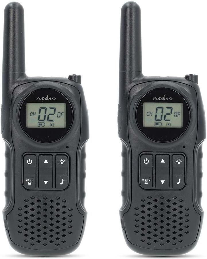 Nedis Walkie talkie Set | 2 Handsets | Tot 10 km | Frequentiekanalen: 8 | PTT VOX | tot 3 uur | Koptelefoonoutput | Zwart WLTK1050BK