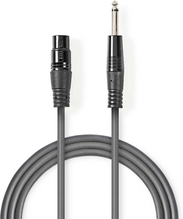 Nedis Ongebalanceerde Audiokabel | XLR 3-Pins Female | 6 35 mm Male | 10 m | Donkergrijs | 1 stuks COTG15120GY100