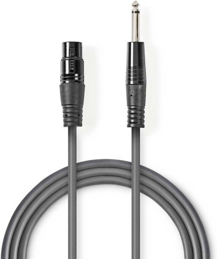 Nedis Ongebalanceerde Audiokabel | XLR 3-Pins Female | 6 35 mm Male | 3 m | Donkergrijs | 1 stuks COTH15120GY30