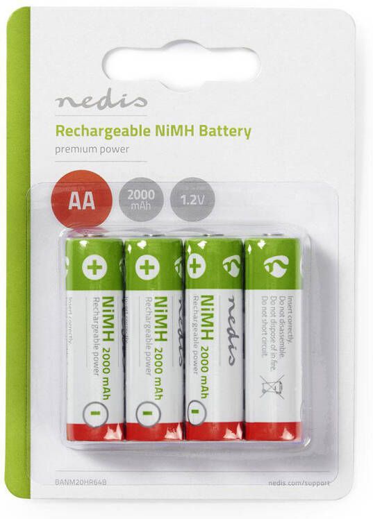 Nedis Oplaadbare NiMH-Batterij AA | 1.2 V DC | 2000 mAh | 1 stuks BANM20HR64B